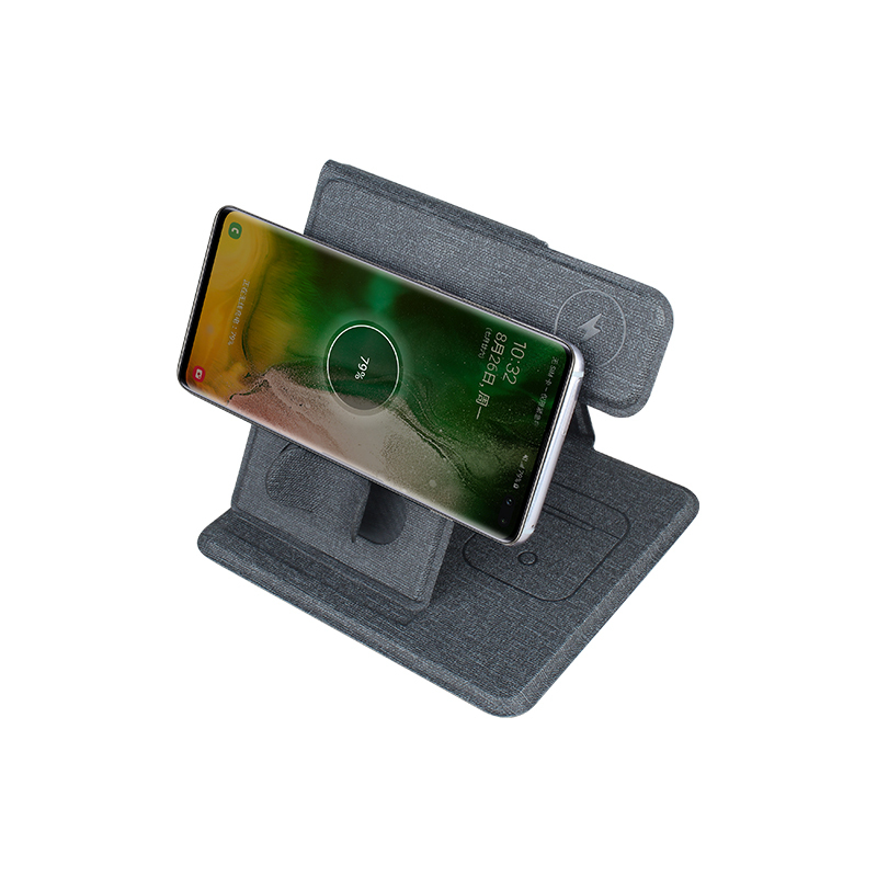 WESDAR PU Leather 3-in-1 Wireless Charger Stand, 15W Qi Fast Charging Station