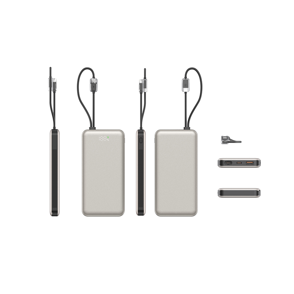 Portable 10000mAh Power Bank, Detachable Battery, 22.5W Fast Charging,Hidden Display