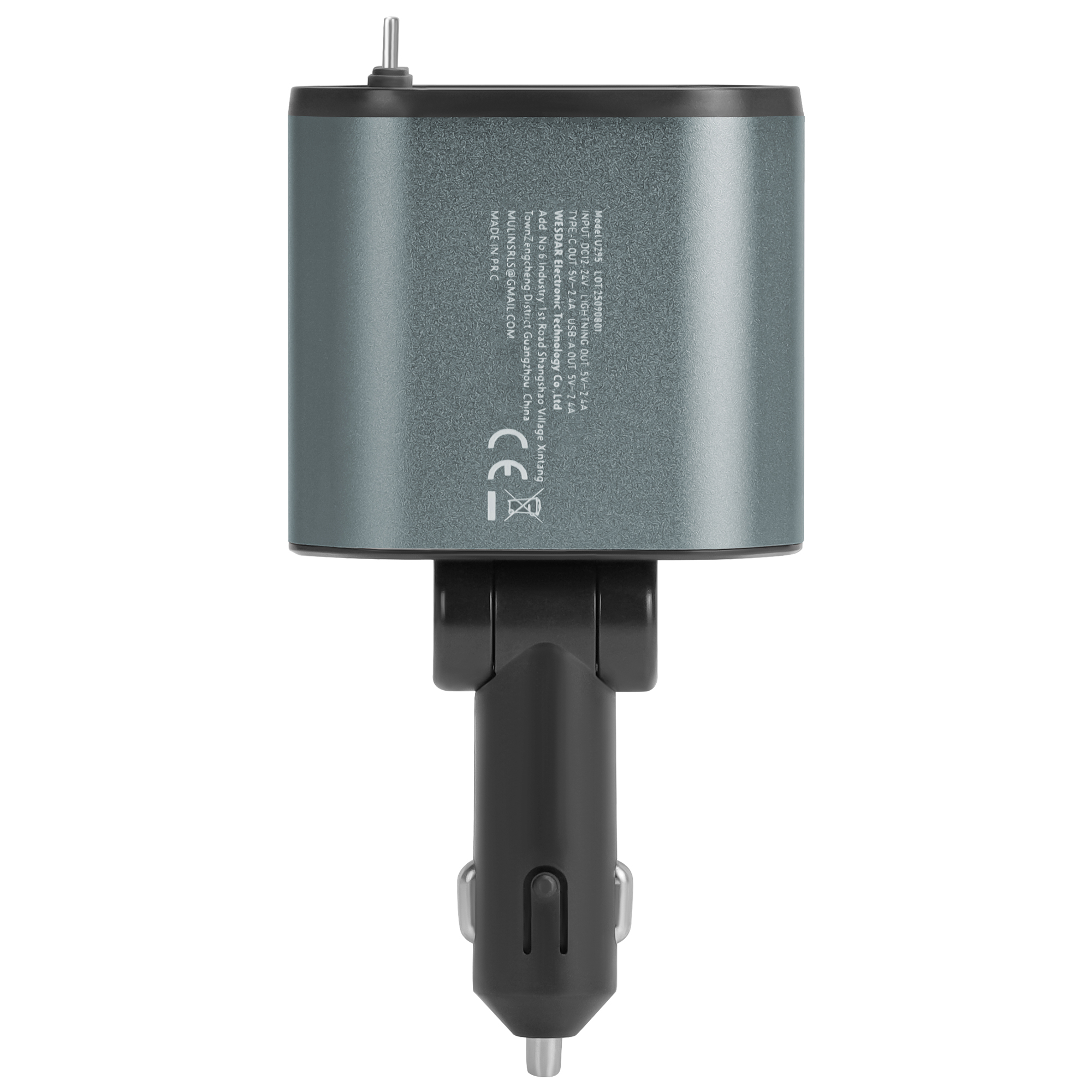 Air Grey Car Phone Charger 66w With Two Cable (CE Certificate)
