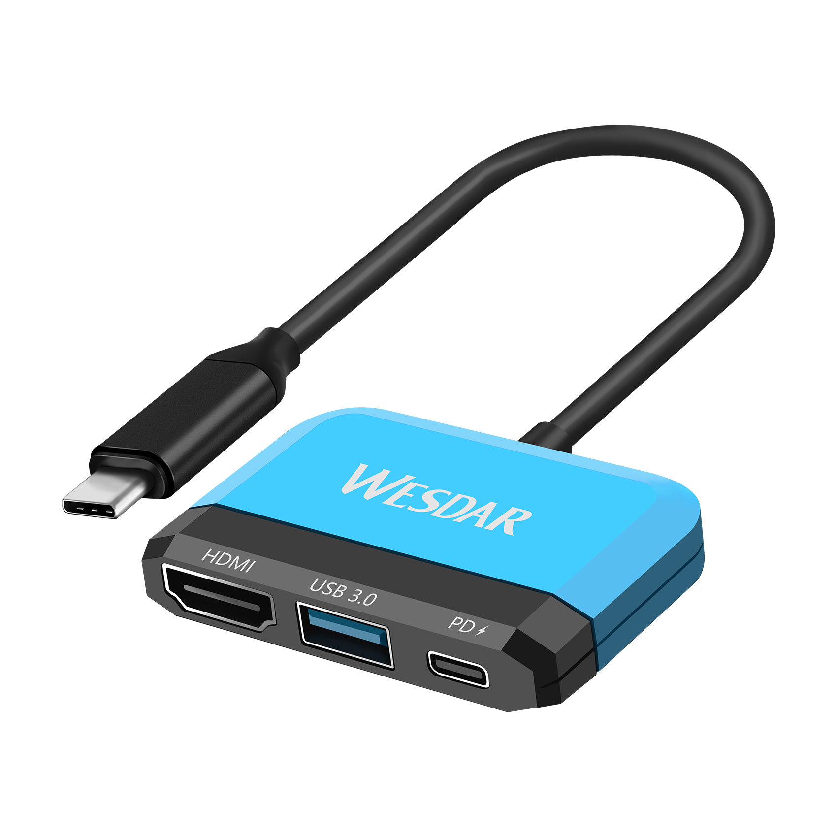 WESDAR 3-in-1 USB-C Hub Adapter – 4K HDMI, USB 3.0,USB-C Dock