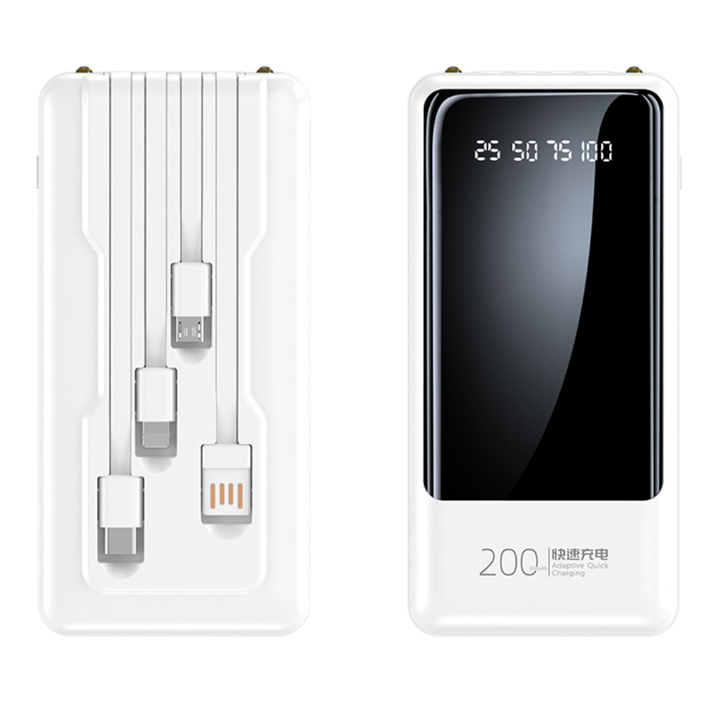 10000mah Portable Power Bank Build In Four Charging Cable