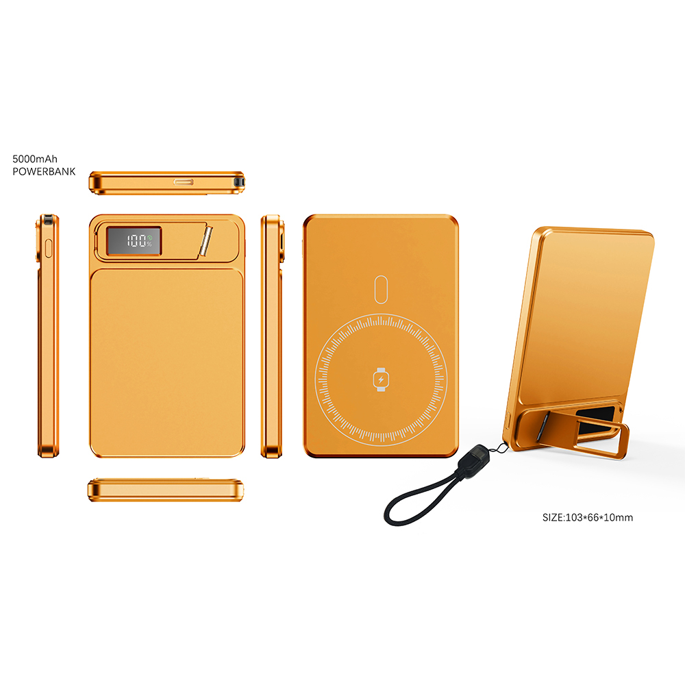 5000mAh Magnetic Wireless Power Bank with TFT Display,Stand for office