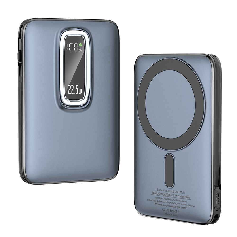 3-in-1 Magnetic Wireless Fast Charging Power Bank with Phone Stand