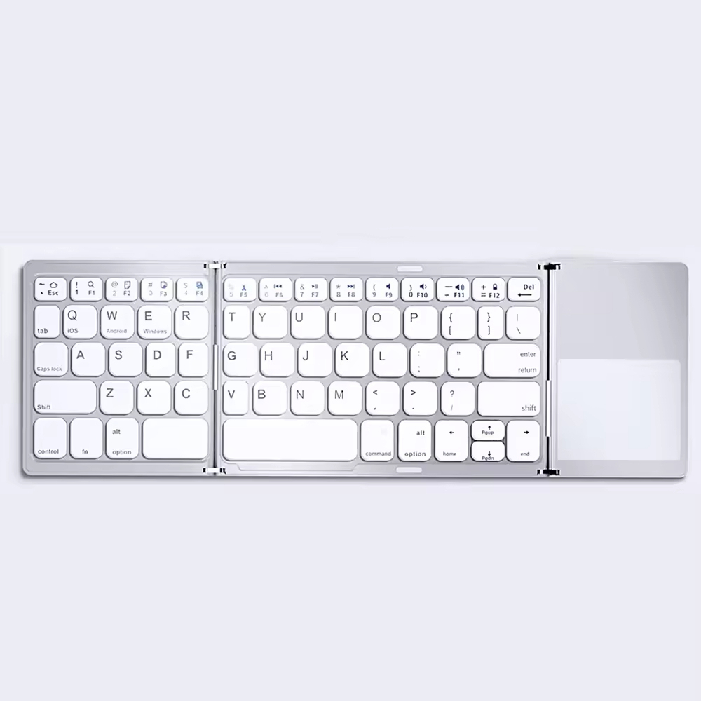 3-Fold Touch Bluetooth Keyboard, 64 Keys Portable Slim Wireless Keyboard