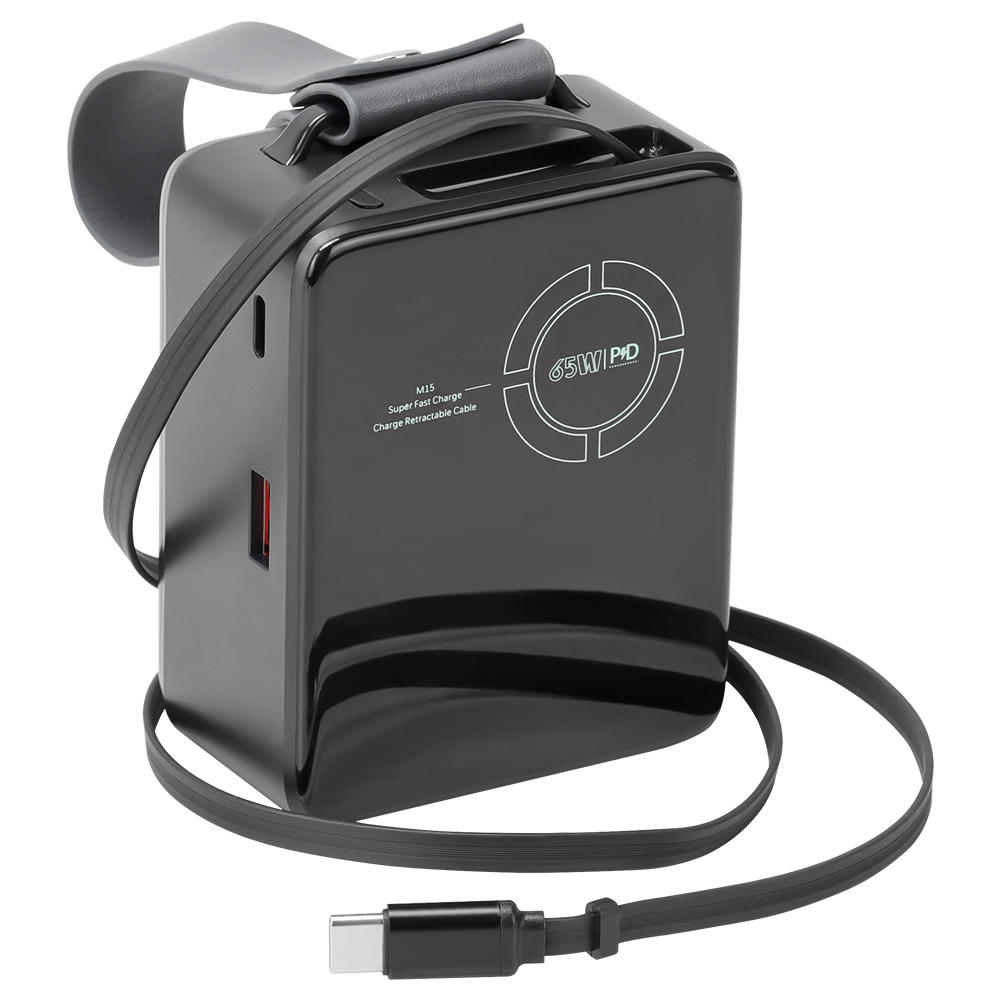 20000mAh Capacity Portable Power Banks With Lanyard Retractable Type C Cable